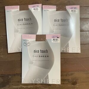 Hug Alon Nice Touch Daysheer Control Top Pantyhose Reinforce Toe Soft Taupe sz E